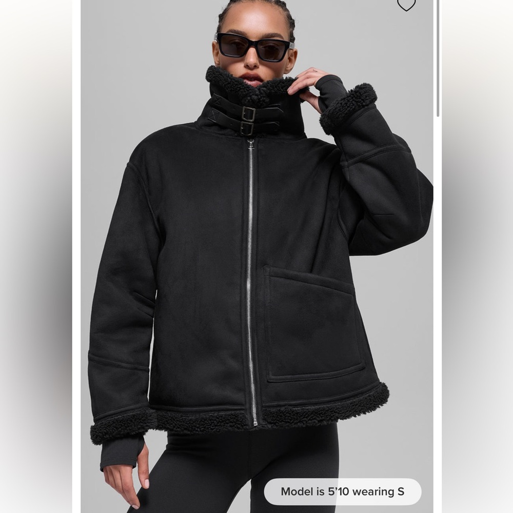 Brand new with tags! ALO Yoga Faux Shearling Grand Jacket - Black, Size M